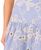 CeCe Women's Eyelet-Embroidered Wide-Waist Midi Skirt