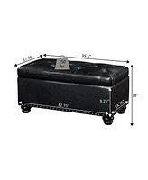 Convenience Concepts 35.5" Faux Leather 7th Avenue Storage Ottoman Bench