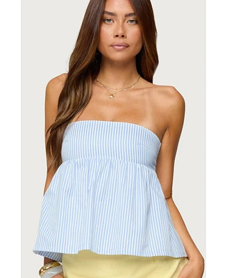 Edikted Women's Maddie Strapless Striped Babydoll Top