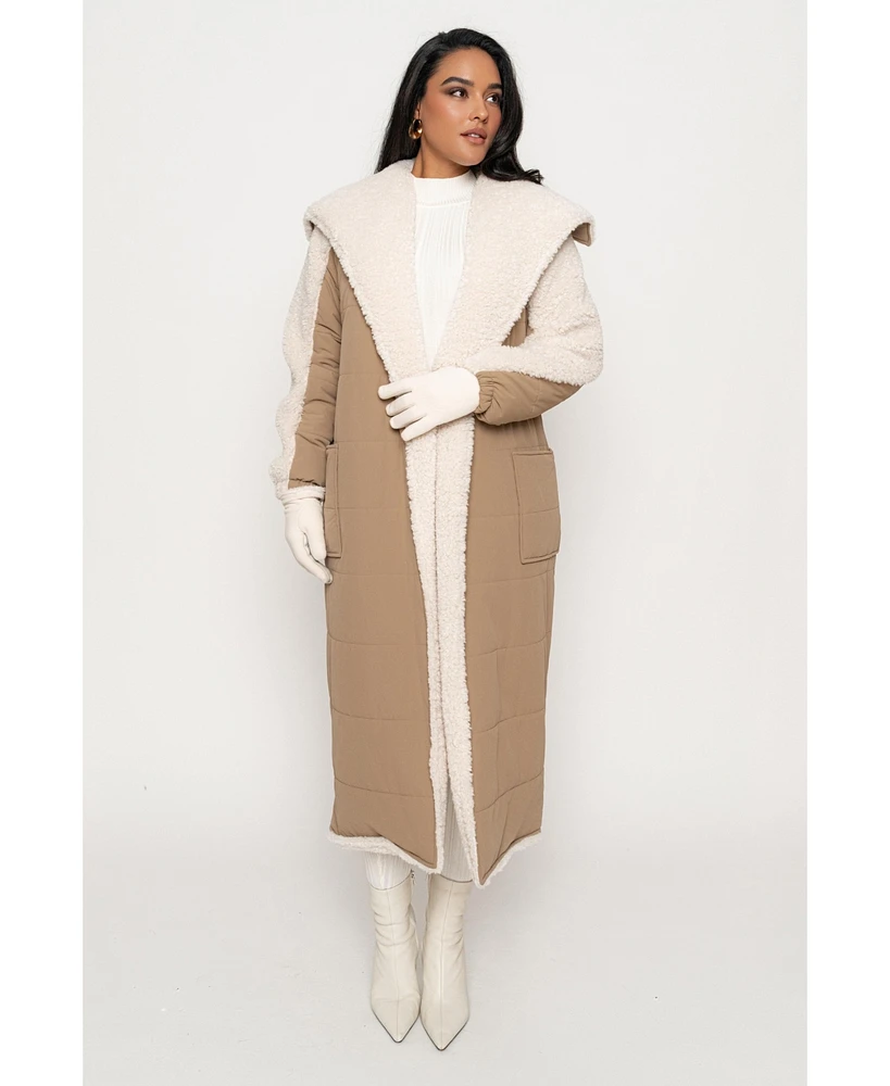 Jluxlabel Women's Contrast Sherpa Coat