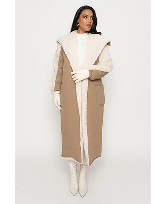 Jluxlabel Women's Contrast Sherpa Coat
