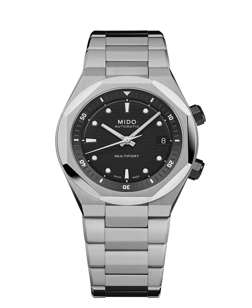 Mido Unisex Multifort 8 Black Swiss Automatic Watch, 40mm