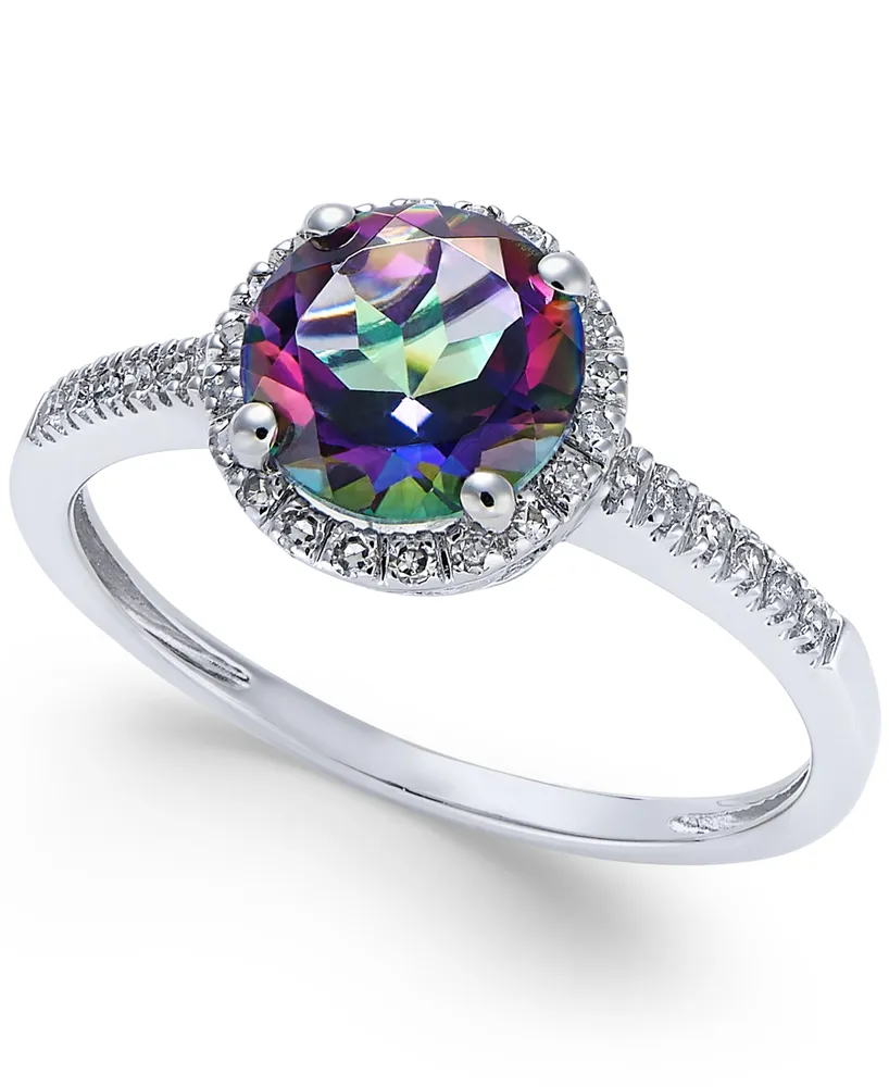 Mystic Topaz (1-1/2 ct. t.w.) and Diamond (1/8 Ring 14k White Gold