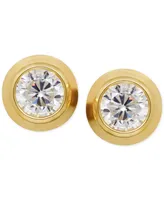 Cubic Zirconia Bezel-Set Stud Earrings in 14k Yellow or Rose Gold