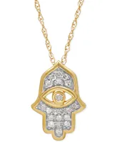 Diamond Hamsa Pendant Necklace (1/10 ct. t.w.) in 10k Gold