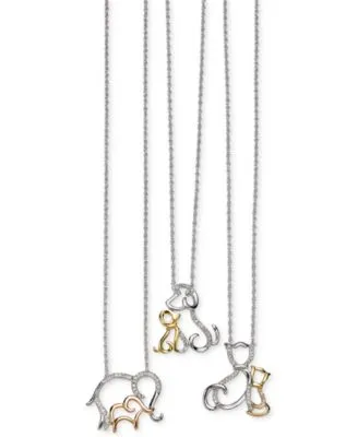 Family Animal Pendant Necklaces In Sterling Silver 14k Gold