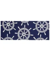 Liora Manne Front Porch Indoor Outdoor Ship Wheel Navy Area Rug