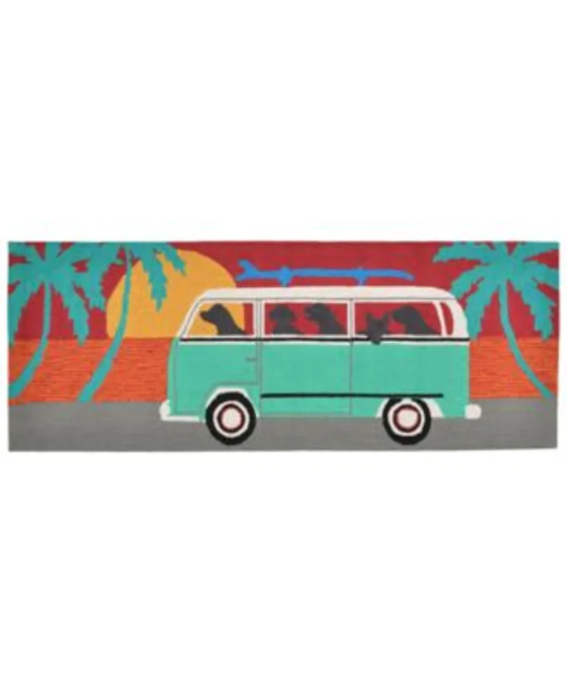 Liora Manne Front Porch Indoor Outdoor Beach Trip Turquoise Area Rug