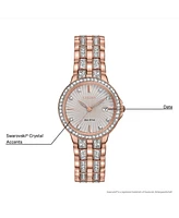 Citizen Women's Eco-Drive Crystal Accent Rose Gold-Tone Stainless Steel Bracelet Watch 28mm EW2348-56A