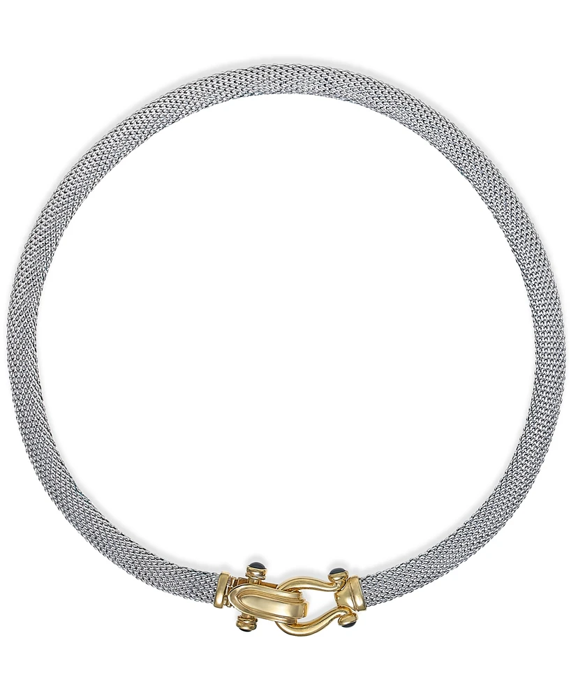 Italian Gold Rounded Mesh Collar Necklace in 14k Gold over Sterling Silver - Two