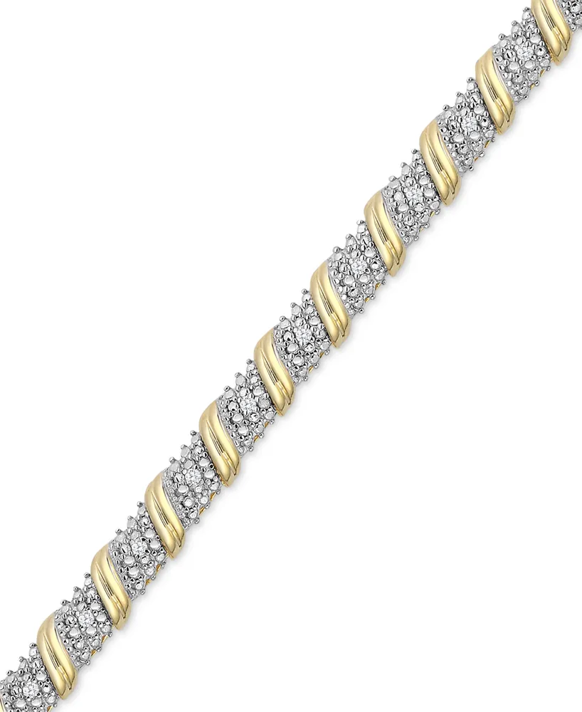 Diamond Diagonal Bar Bracelet (1/4 ct. t.w.) in 14k Gold-Plated Sterling Silver