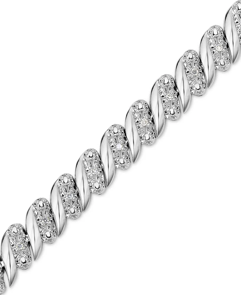 Diamond (1/4 ct. t.w.) Zig Zag Bracelet in Sterling Silver