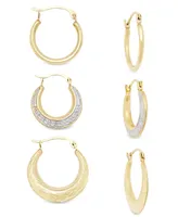 3-Pc. Set Small Hoop Earrings in 10k Gold