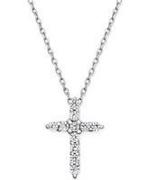 Diamond Cross Pendant Necklace (1/4 ct. t.w.) in 14k White Gold