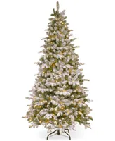 National Tree Company 7.5 Feel Real Snowy Everest Fir Medium Hinged Christmas Tree With 450 Clear Lights