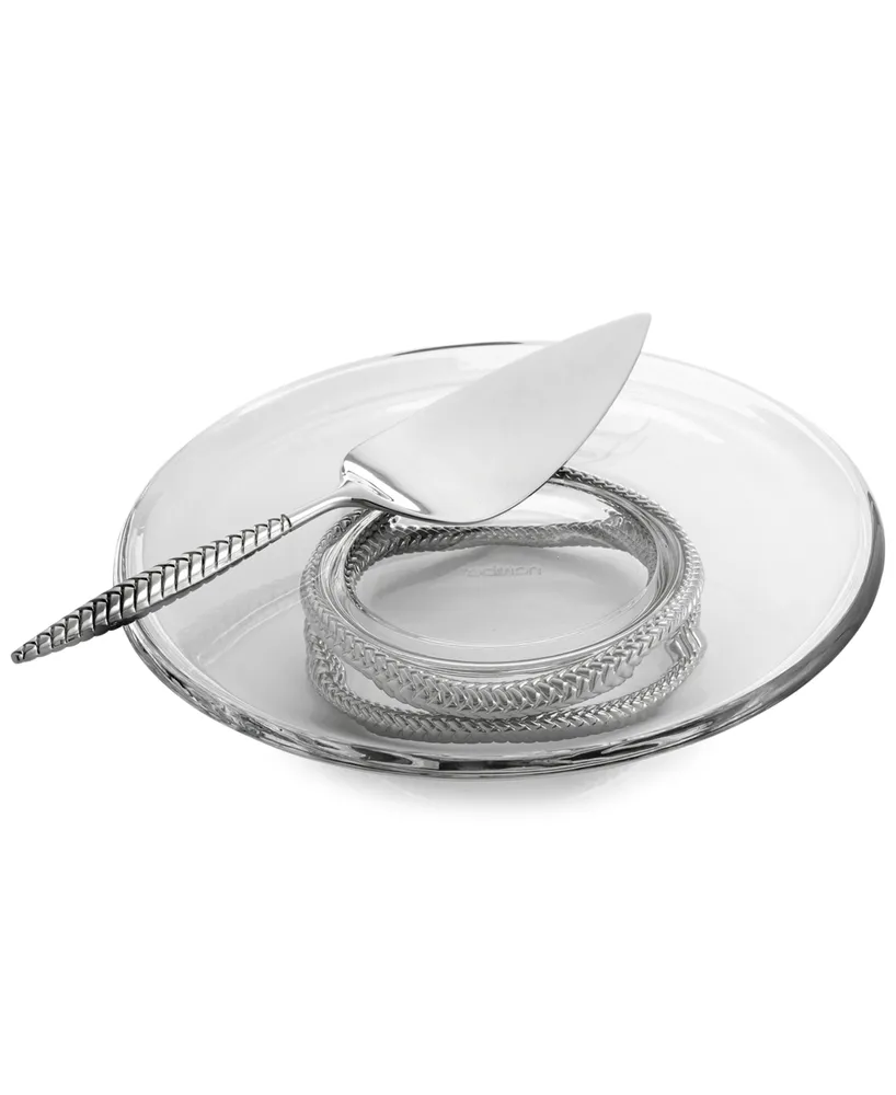 Nambe 2-Pc. Braid Glass Cake Plate & Server Set