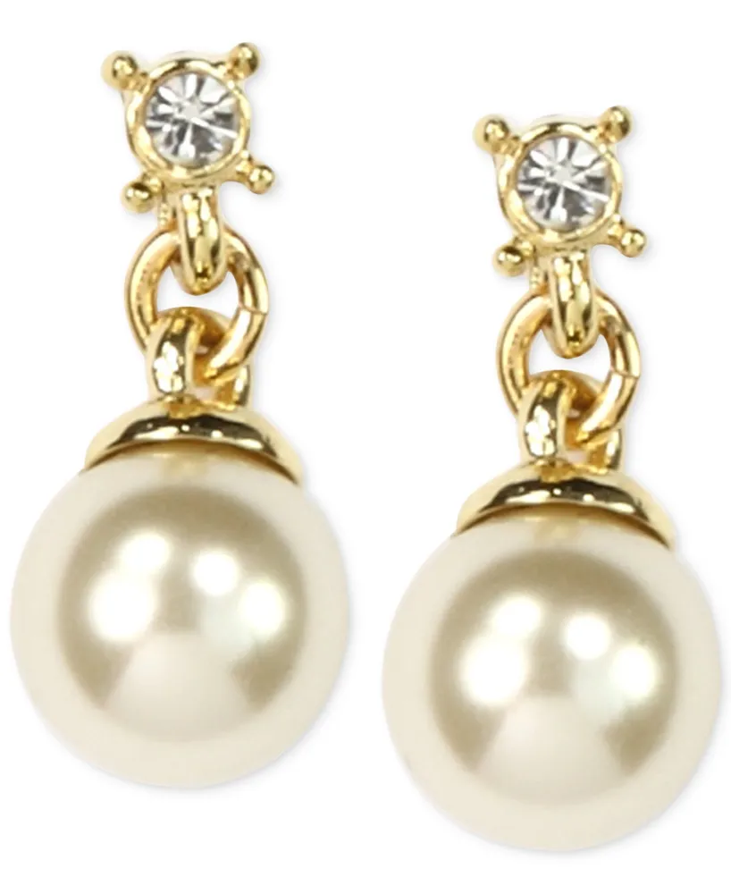 Anne Klein Gold-Tone Imitation Pearl Drop Earrings