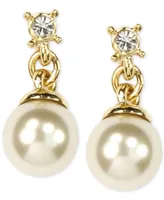 Anne Klein Gold-Tone Imitation Pearl Drop Earrings