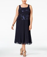 Alex Evenings Plus Sequined Chiffon Dress and Jacket