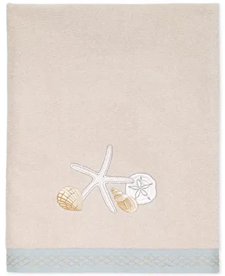 Avanti Seaglass Embroidered Seashell Cotton Bath Towel, 27" x 50"