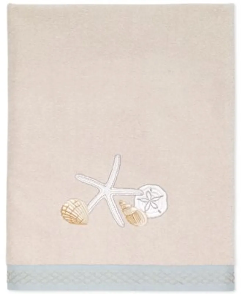 Avanti Seaglass Embroidered Seashell Cotton Bath Towels