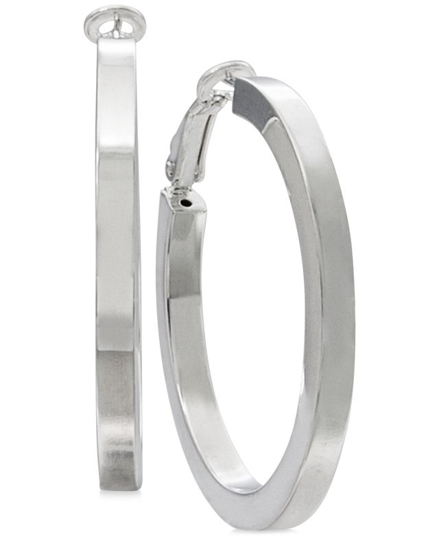 Square-Edge Polished Hoop Earrings in Sterling Silver