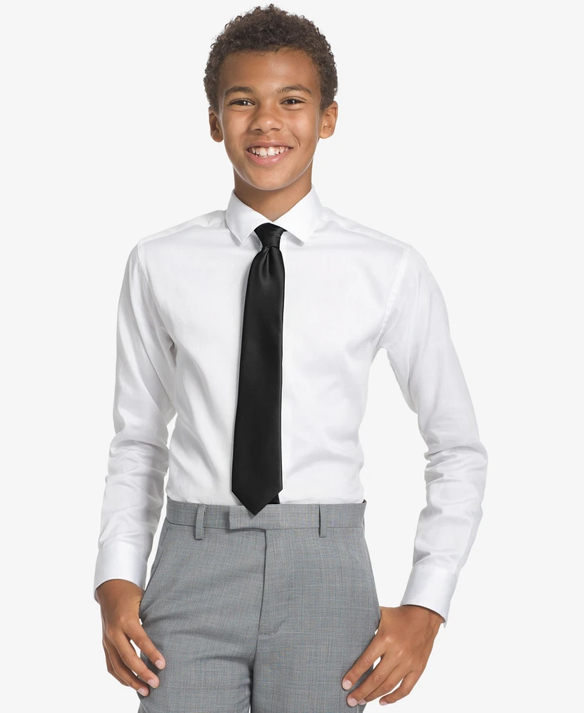 Calvin Klein Boys Solid Satin Pre-Tied Zipper Tie