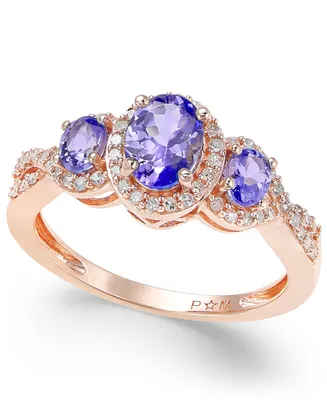 Sapphire (1-1/3 ct. t.w.) & Diamond (1/4 ct. t.w.) 3-Stone Ring in 14k Gold (Also in Ruby, Emerald & Tanzanite)