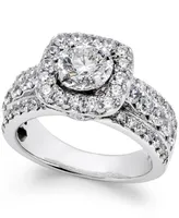 Diamond Halo Engagement Ring (2 ct. t.w.) in 14k White Gold