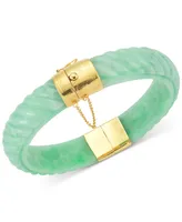 Dyed Jade Bangle Bracelet 14k Gold over Sterling Silver Green, Red or Black