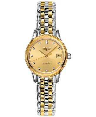 Longines Women's Swiss Automatic Flagship Diamond Accent Two-Tone Pvd Stainless Steel Bracelet Watch 26mm L42743377