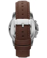 Fossil Men's Chronograph Grant Brown Leather Strap Watch 44mm