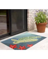 Liora Manne Front Porch Indoor/Outdoor Sea Turtle Ocean 2' x 3' Area Rug