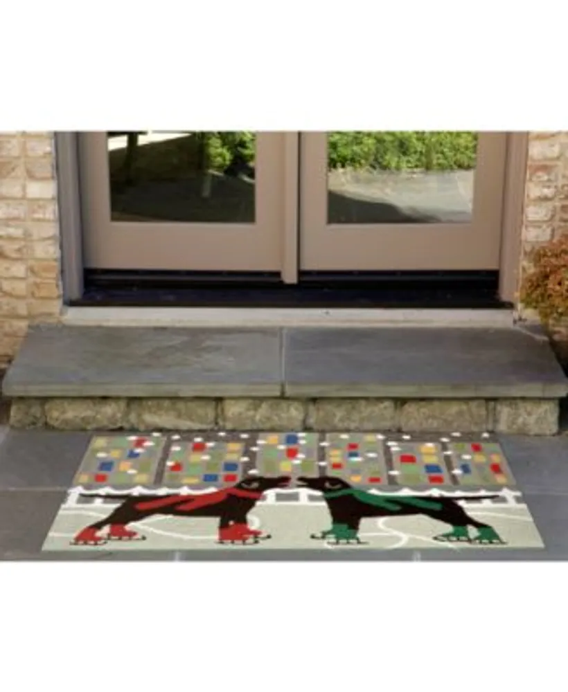 Liora Manne Front Porch Indoor Outdoor Holiday Ice Dogs Multi Area Rug