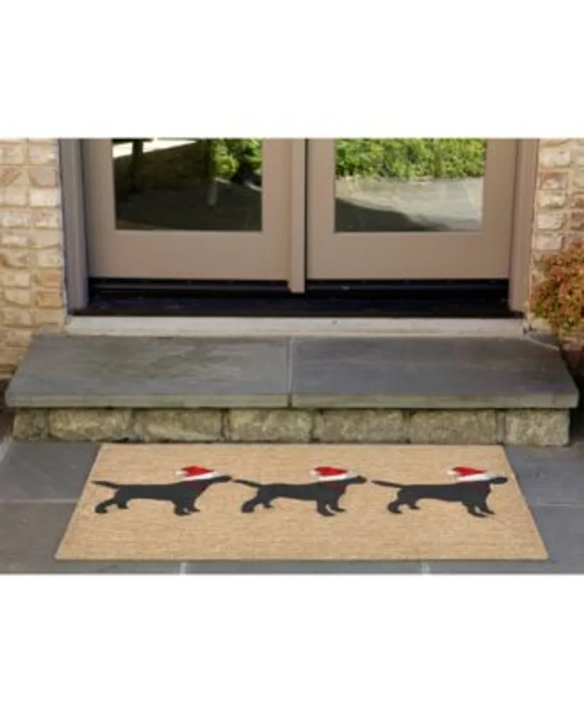 Liora Manne Front Porch Indoor Outdoor 3 Dogs Christmas Neutral Area Rug