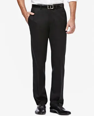 Haggar Men's Premium No Iron Khaki Straight-Fit Stretch Flat-Front Pants