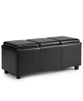 Avalon Faux Leather Storage Ottoman with 3 Trays