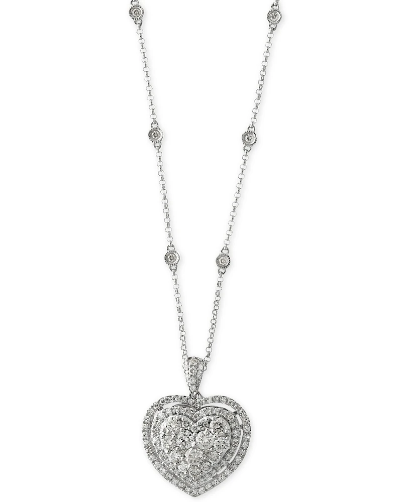 Effy Diamond Heart Pendant Necklace (1-1/8 ct. t.w.) 14k White Gold or Rose
