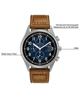 Citizen Men's Eco-Drive Chronograph Brown Leather Strap Watch 42mm CA0621-05L