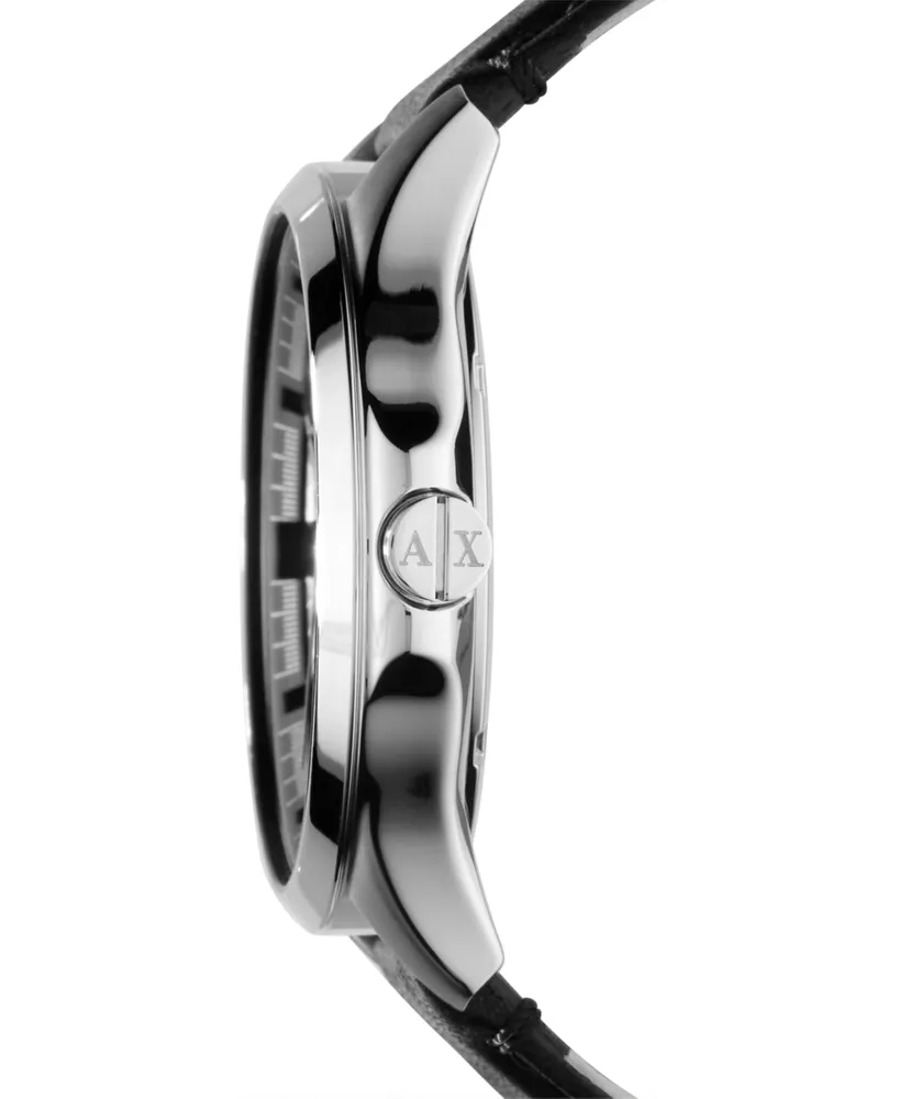 A|X Armani Exchange Watch, Men's Black Leather Strap 46mm AX2101