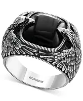 Effy Men's Onyx Eagle Ring (10 ct. t.w.) Sterling Silver