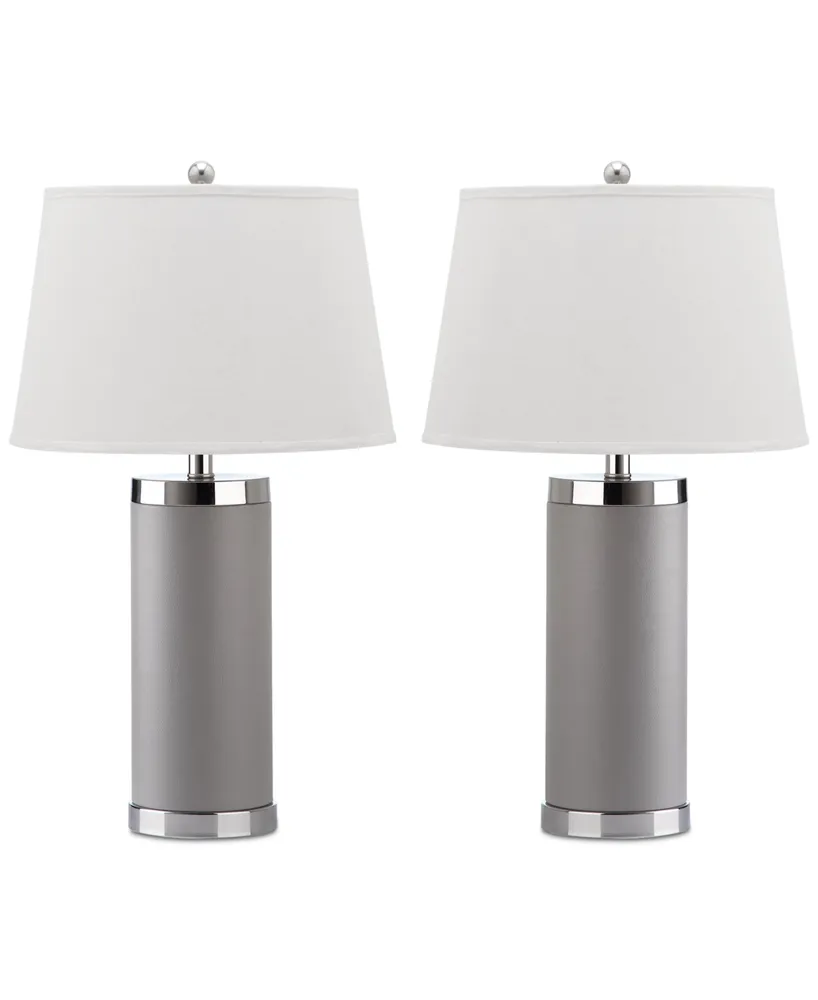 Safavieh Set of 2 Leather Column Table Lamps