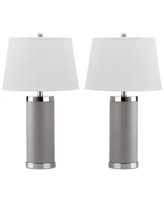 Safavieh Set of 2 Leather Column Table Lamps