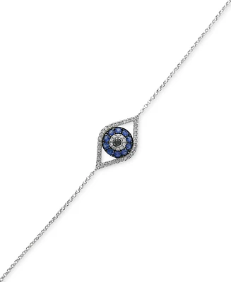 Effy Sapphire (1/4 ct. t.w.) and Diamond (1/6 Evil Eye Bracelet 14k White Gold(Also Available Yellow Gold)