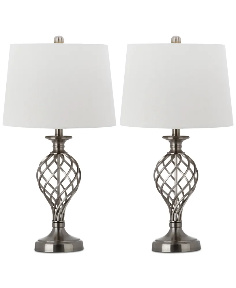 Safavieh Set of 2 Lattice Urn Platinum-Tone Table Lamps