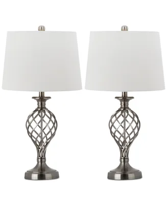 Safavieh Set of 2 Lattice Urn Platinum-Tone Table Lamps