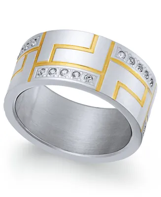 Sutton by Rhona Men's Two-Tone Modern Cubic Zirconia Ring