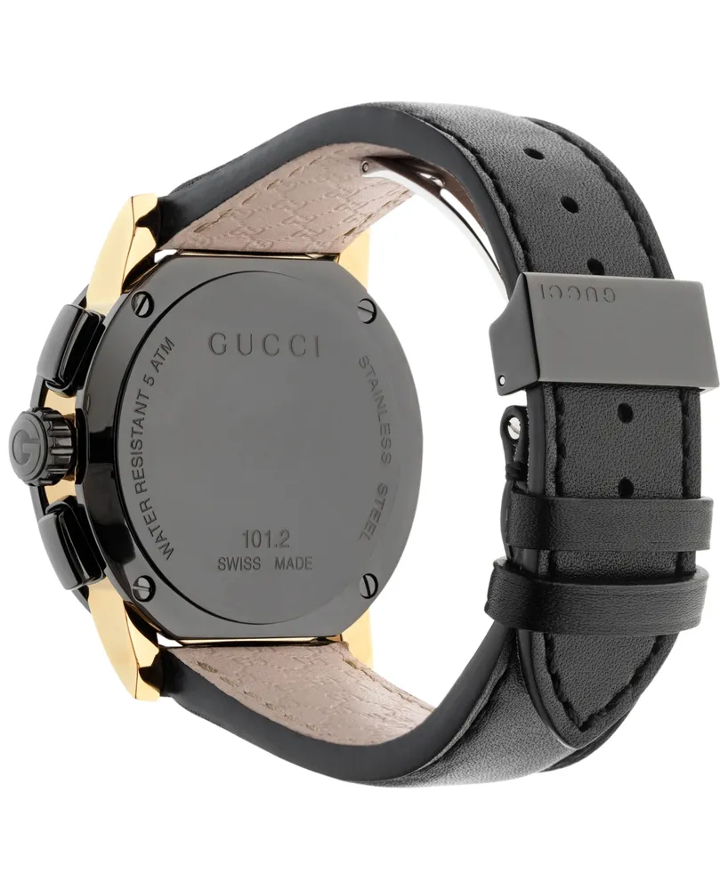 Gucci Unisex Swiss G-Chrono Xl Black Leather Strap Watch 44mm YA101203