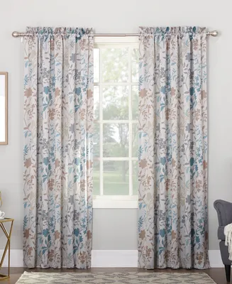 Sun Zero Asbury Floral Print Room Darkening Rod Pocket Curtain Panel