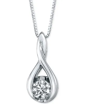 Sirena Diamond Twist Pendant Necklace in 14k White Gold (1/8 ct. t.w.)